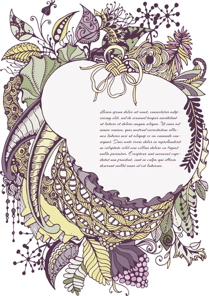 Cornice disegnata a mano con fiori, zentangle — Vettoriale Stock