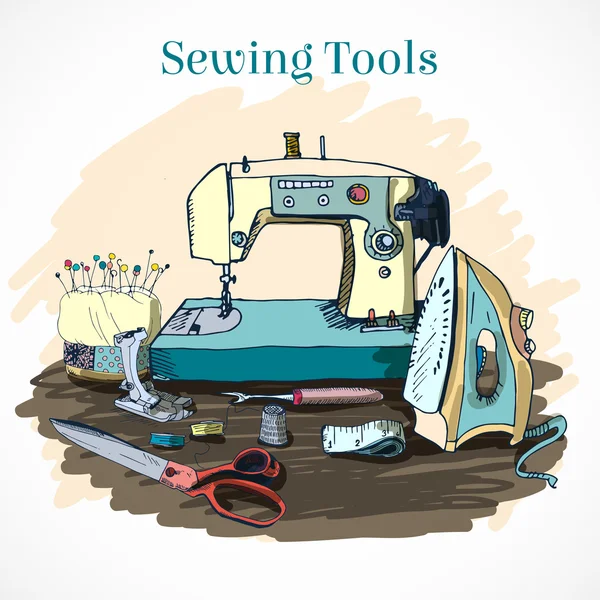 All for sewing. Vector set in retro style — Stock Vector