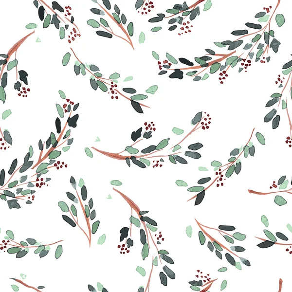 Seamless watercolor pattern with branches — Stock Vector