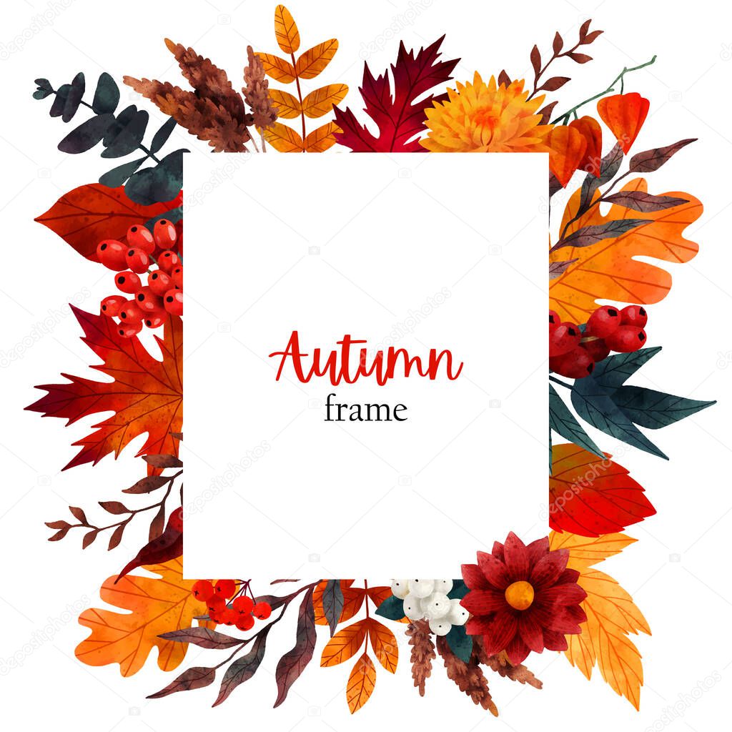 Fall floral banner, design template, hand drawn
