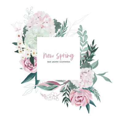 Çiçek desenli, el boyalı çiçekler.