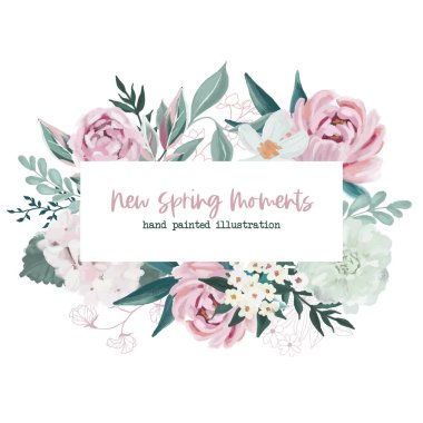 Çiçek desenli, el boyalı çiçekler.