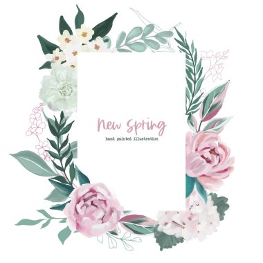 Çiçek desenli, el boyalı çiçekler.