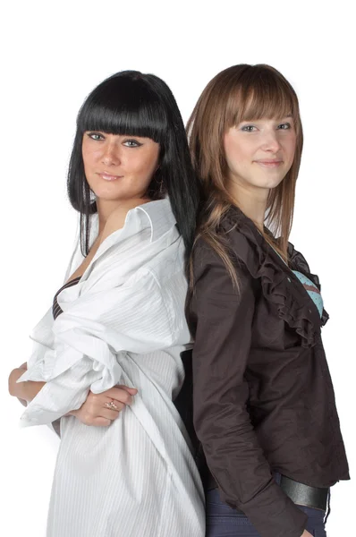 Dos chicas espalda con espalda — Foto de Stock