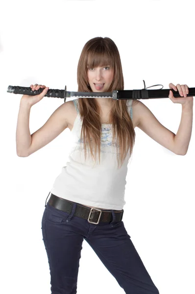 Lady With Sword — Stock Photo, Image