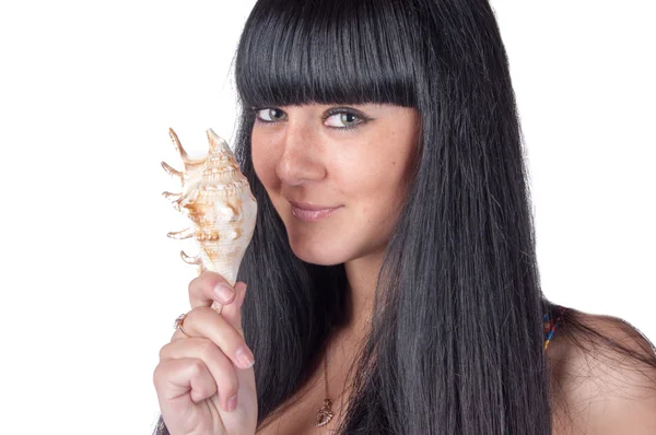 Mujer joven posando con concha marina —  Fotos de Stock