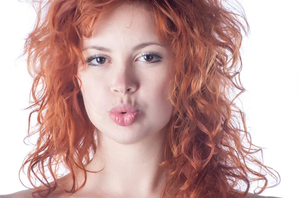 Belle rousse femme portrait Gros plan — Photo