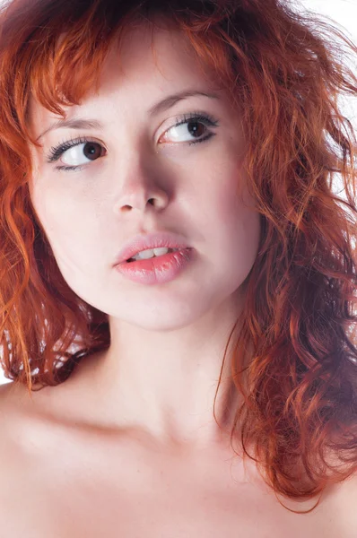 Krásná zrzavá žena portrét closeup — Stock fotografie