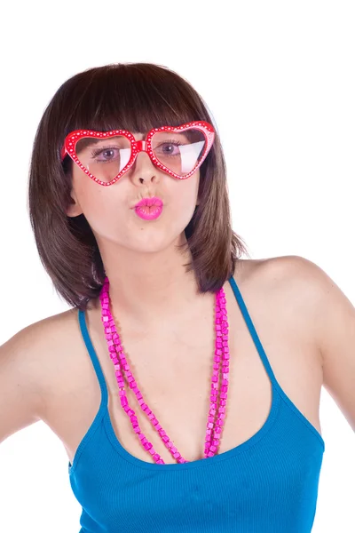 Brunett flicka i solglasögon ... — Stockfoto