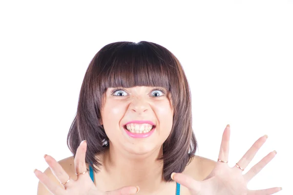 Mujer haciendo cara tonta — Foto de Stock