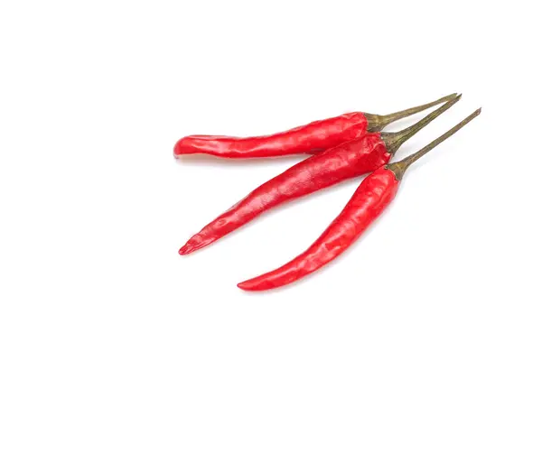 Tree red chilli pepper isolated on the light gray — Stock Photo, Image