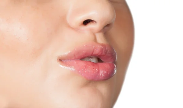 Piękne kobiece usta zbliżenie — Zdjęcie stockowe