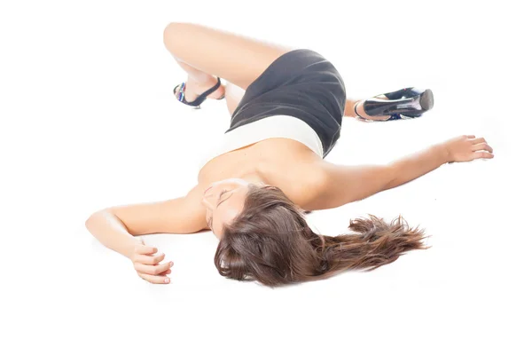 Brunette laying down — Stock Photo, Image