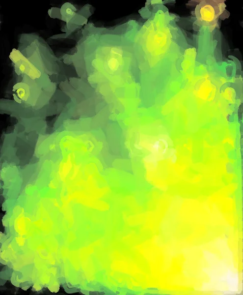 Carta astratta verde giallo acquerello di spruzzi di colore — Foto Stock