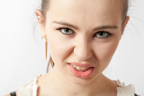 Angry american teenager over white. — Stock Photo, Image