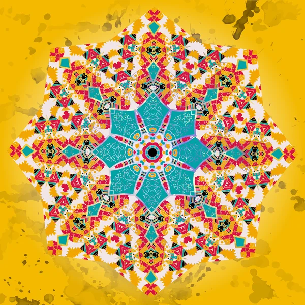 Motivo mandala oriental marrón azul — Vector de stock