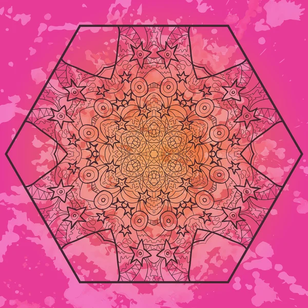 Motyw orientalny mandali w kolorze różowym — Wektor stockowy