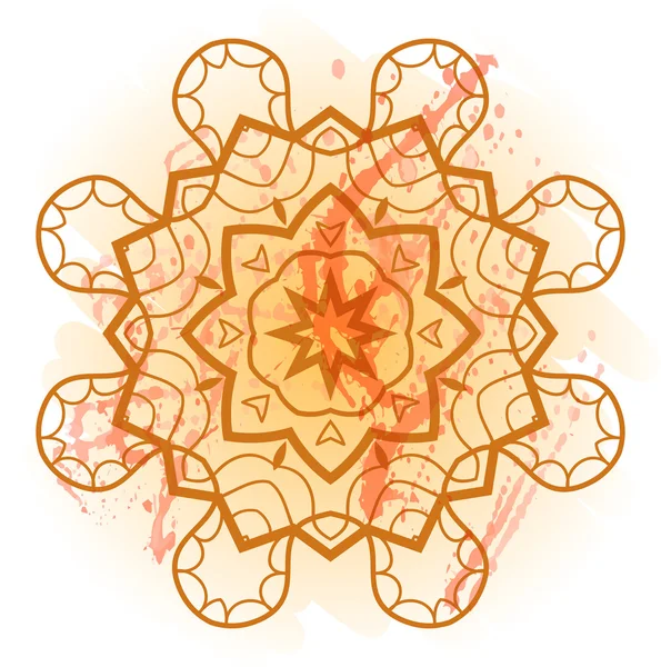 Oryantal mandala yuvarlak motif desen yakmaya — Stok Vektör