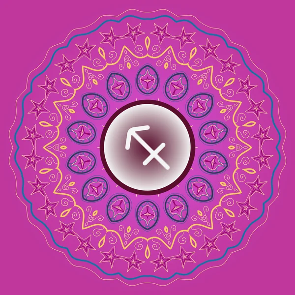 Signo del zodiaco El arquero (sagitario) rosa violeta — Vector de stock