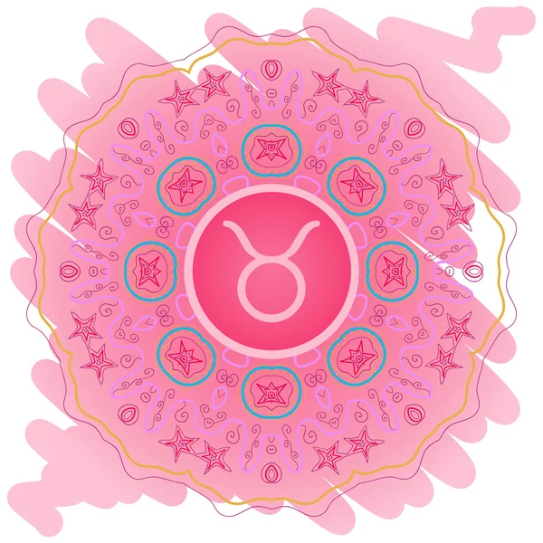 Sternzeichen Stier (Stier) rosa — Stockvektor