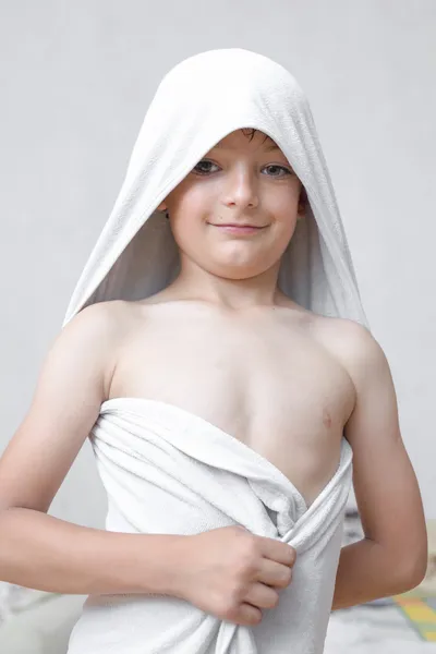 Smiling little boy in towel — Stock Photo, Image