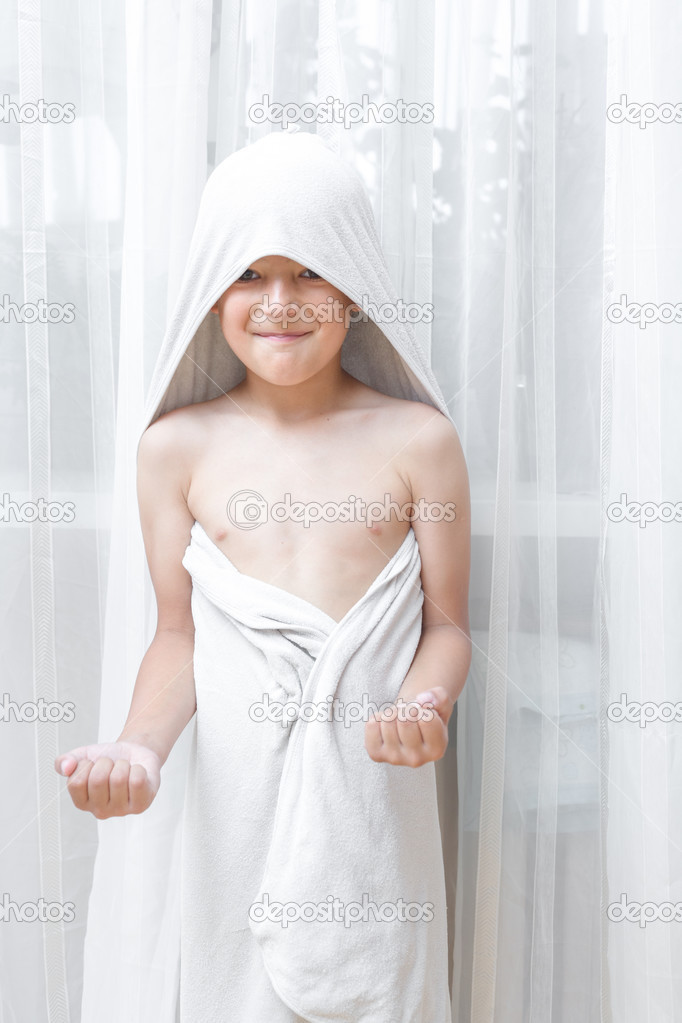 Smiling little boy in towel — Stock Photo © mettus 26722133