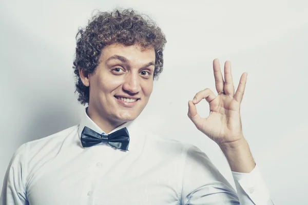 Funny businessman showing OK — Stock Photo, Image