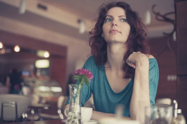 Girl in cafe — Stock Photo, Image