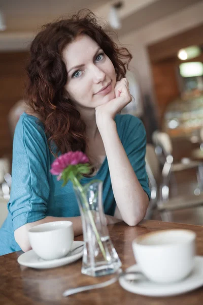 Girl in cafe — Stock Photo, Image