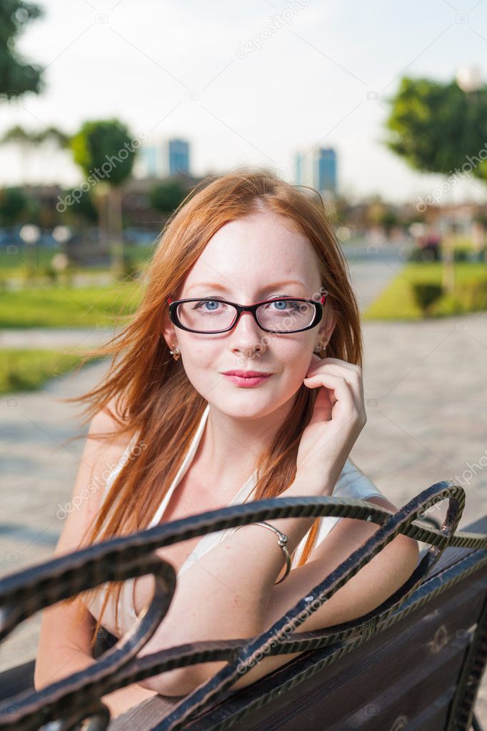 Female sitting on the bench