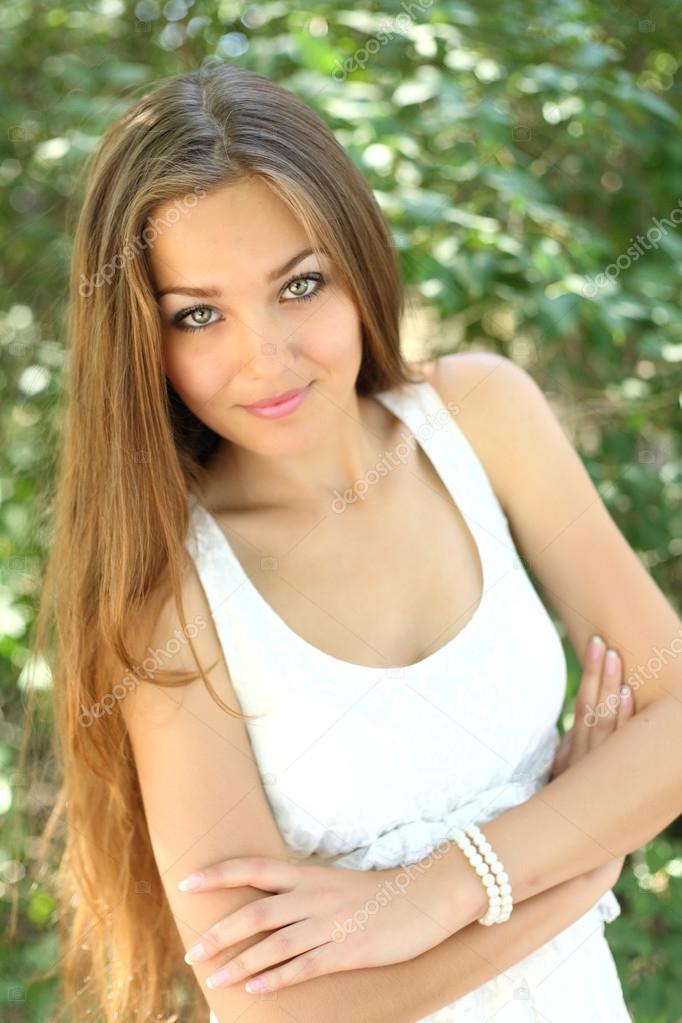 long haired women outdoors enjoy summer