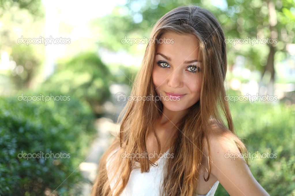 long haired women outdoors enjoy summer