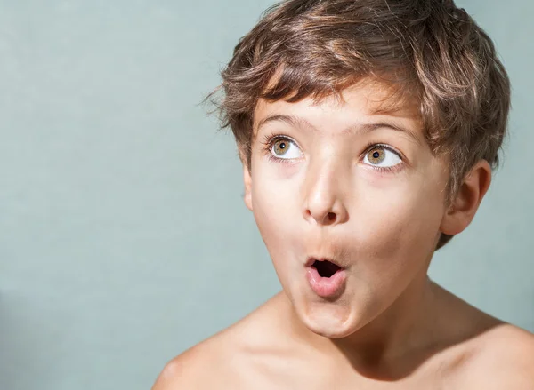 Boy make faces - amazing emotion — Stock Photo, Image