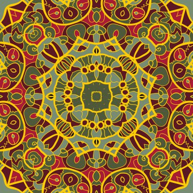 Dekoratif yuvarlak birçok bilgi ile seamless modeli