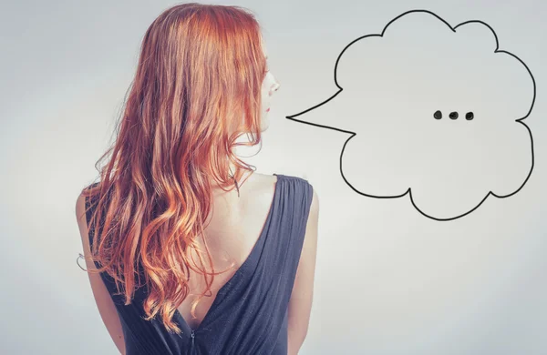 Portrait of a young girl red hair with bubble — Stock Photo, Image