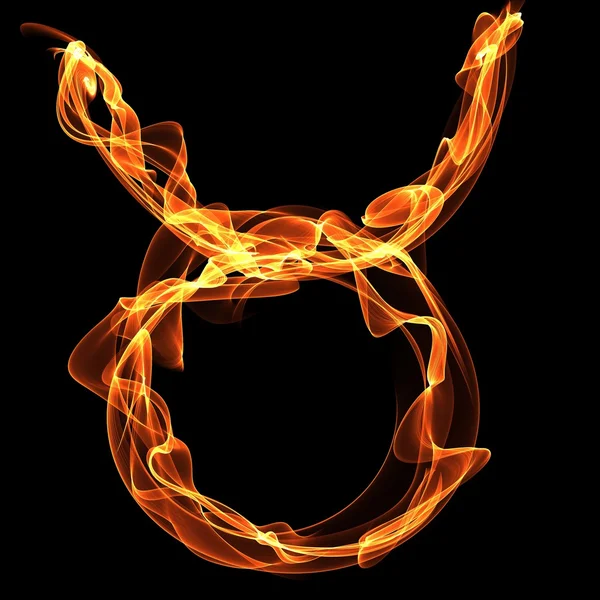 Taurus zodiak made of fire fire — Stock Photo, Image