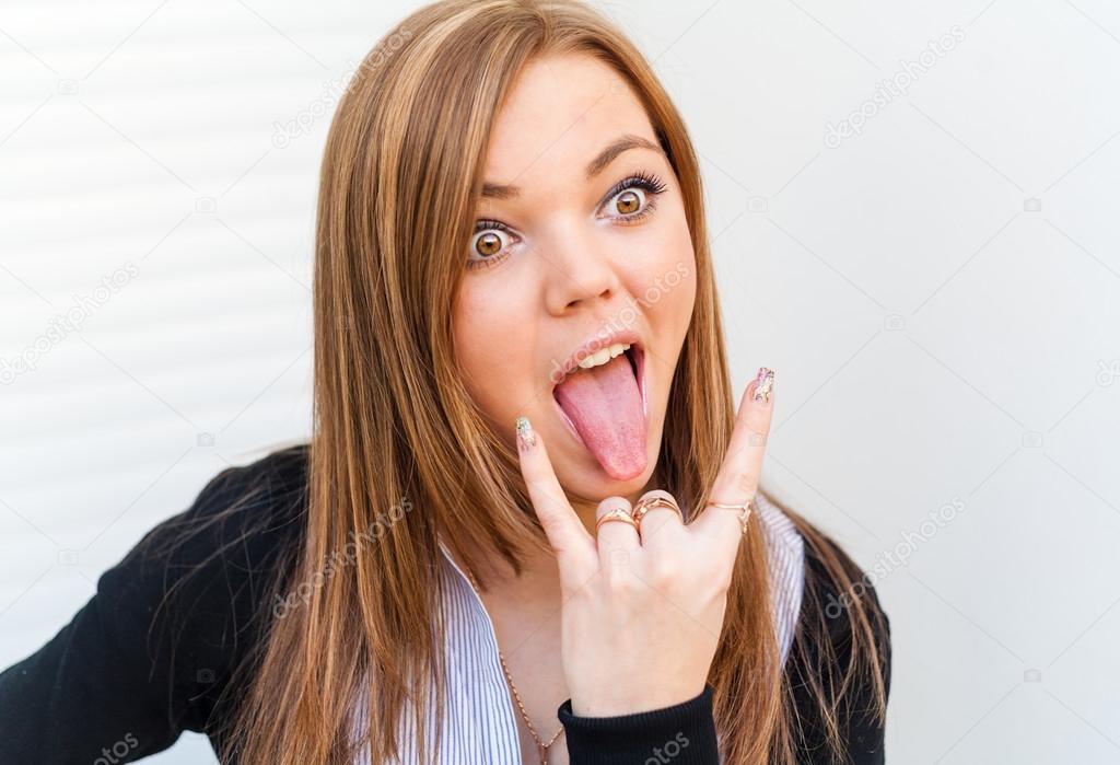 Lady Sticking Tongue Out