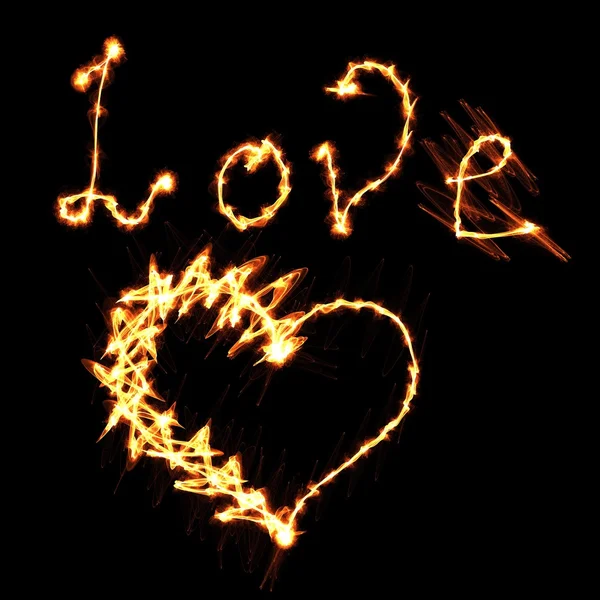 Corazón de amor de fuego — Foto de Stock
