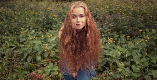 Blonde outdoors toned image — Stock Photo, Image