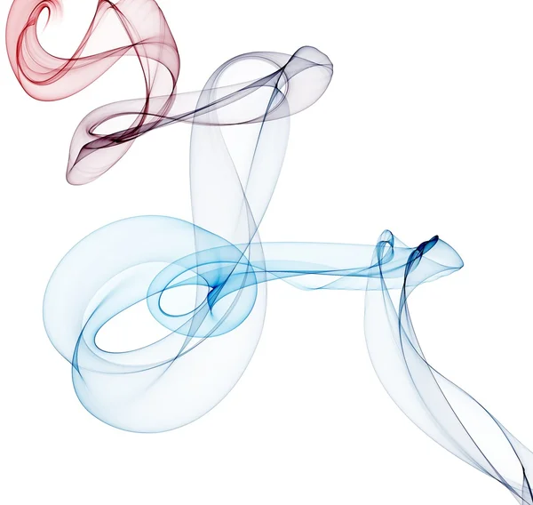 Red and blue smoke on white — Stock Photo, Image
