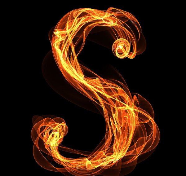 letter in fire illustration