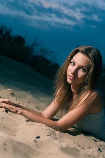 Women on sand outdoors — Stock Photo, Image