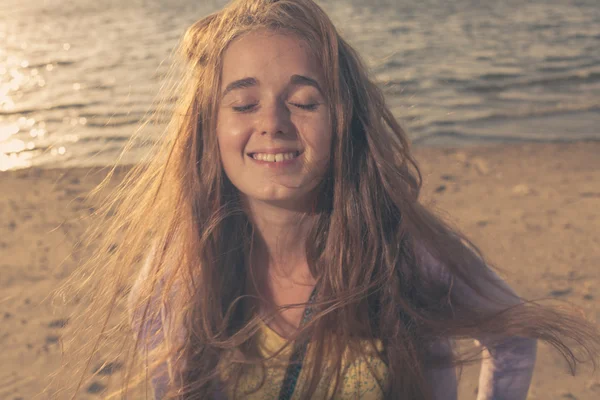 Long haired blonde outdoors — Stock Photo, Image