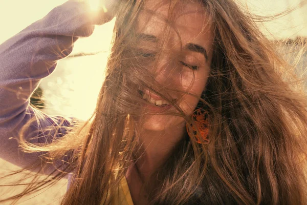 Long haired blonde outdoors — Stock Photo, Image