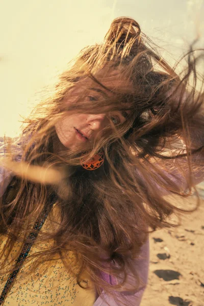 Long haired blonde outdoors — Stock Photo, Image