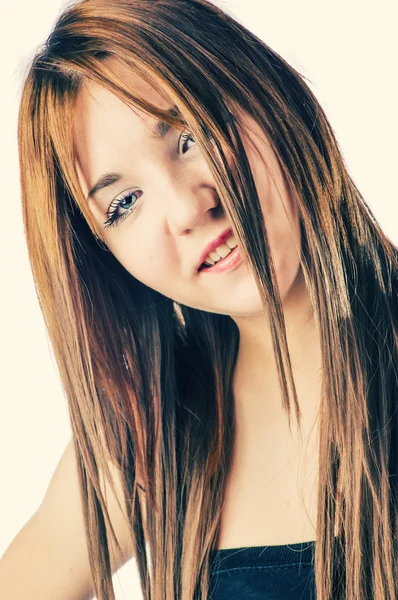 Longo cabelo loira vertical tiro — Fotografia de Stock