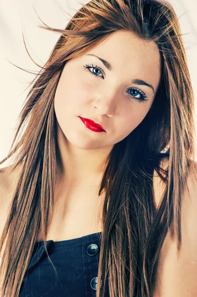 Close-up of a long haired young women — Stock Photo, Image