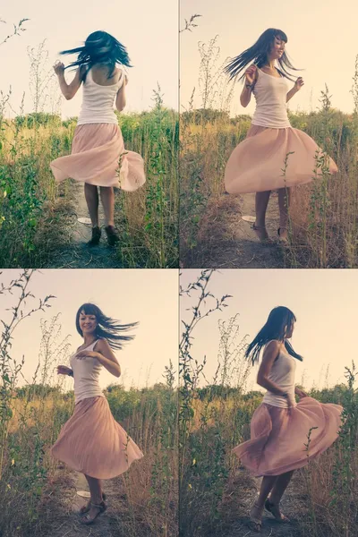 Mujer bailando al aire libre imagen coloreada — Foto de Stock