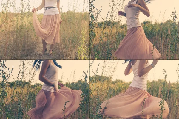 Girl dancing outdoors — Stock Photo, Image