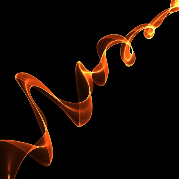 Curly fire line on black — Stock Photo, Image